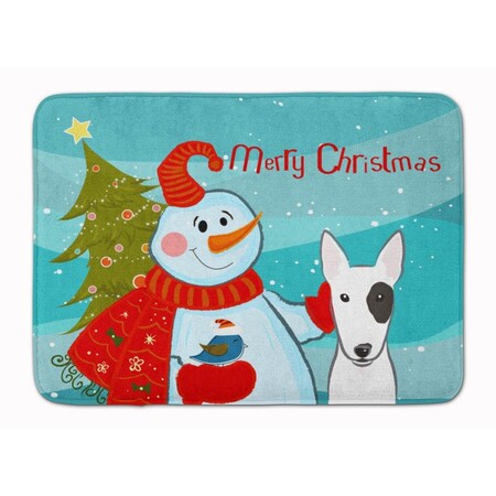 Carolines Treasures Snowman with Bull Terrier Machine Washable Memory Foam Mat BB1829RUG